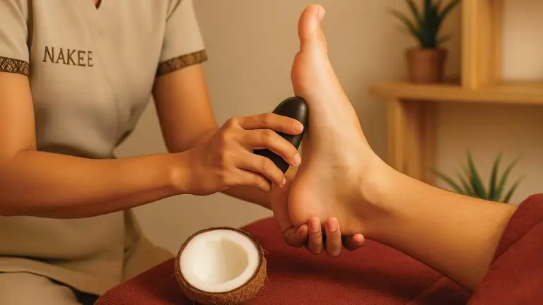 Hot Stone Foot Massage with Coconut Oil